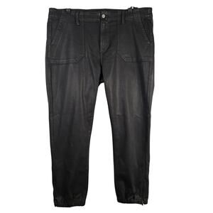 Paige Size 34 Mayslie Shiny Coated Ankle‎ Jeans Black Zip Ankle Moto Cyberpunk